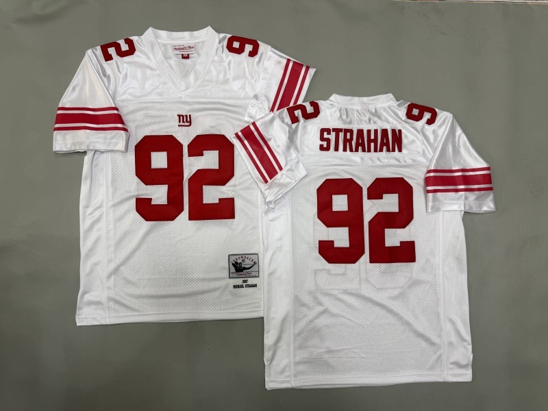 Men 2025 New York Giants #92 Strahan white Throwback Limited NFL Jersey style 001->new york giants->NFL Jersey